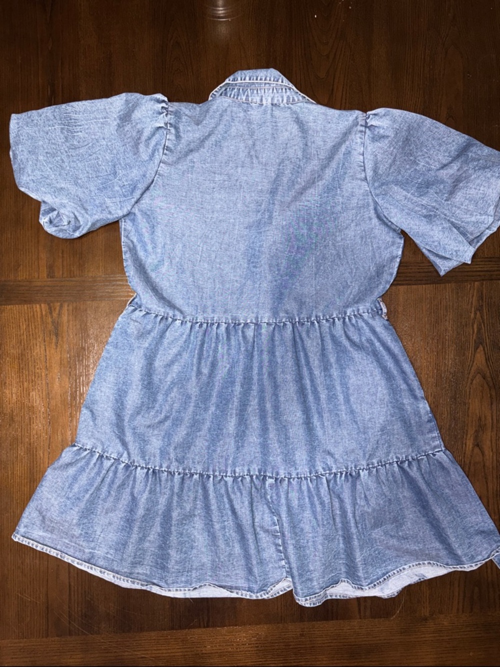 Blush Light Blue Denim Tiered Button-Front dress size XL - Picture 6 of 8
